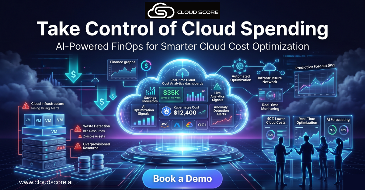 Cloud cost dashboard featuring AI-driven predictive FinOps for 2026