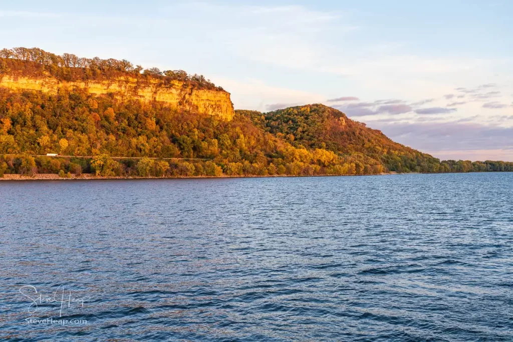 Mississippi River bluffs and the La Crosse riverfront