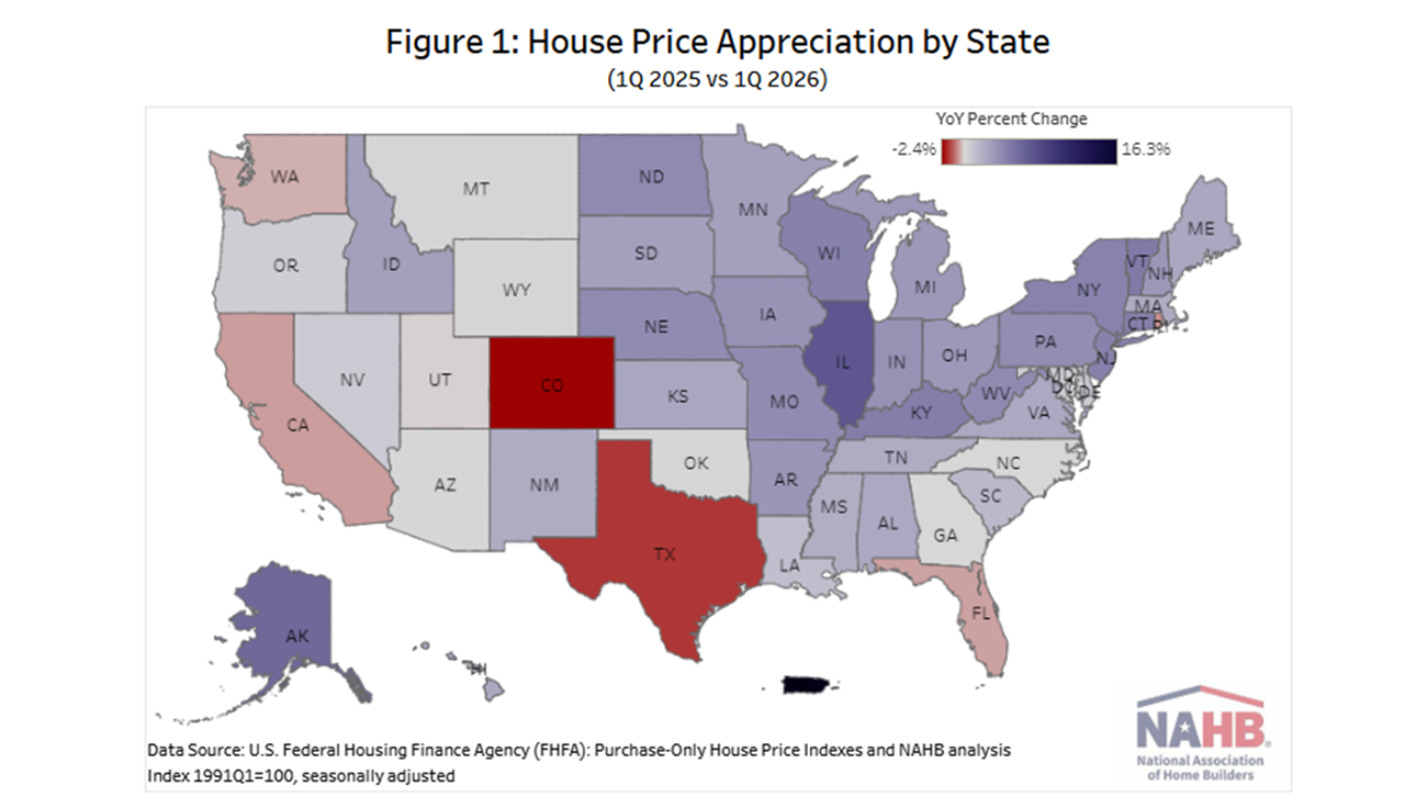Annual home price appreciation by state in 2026