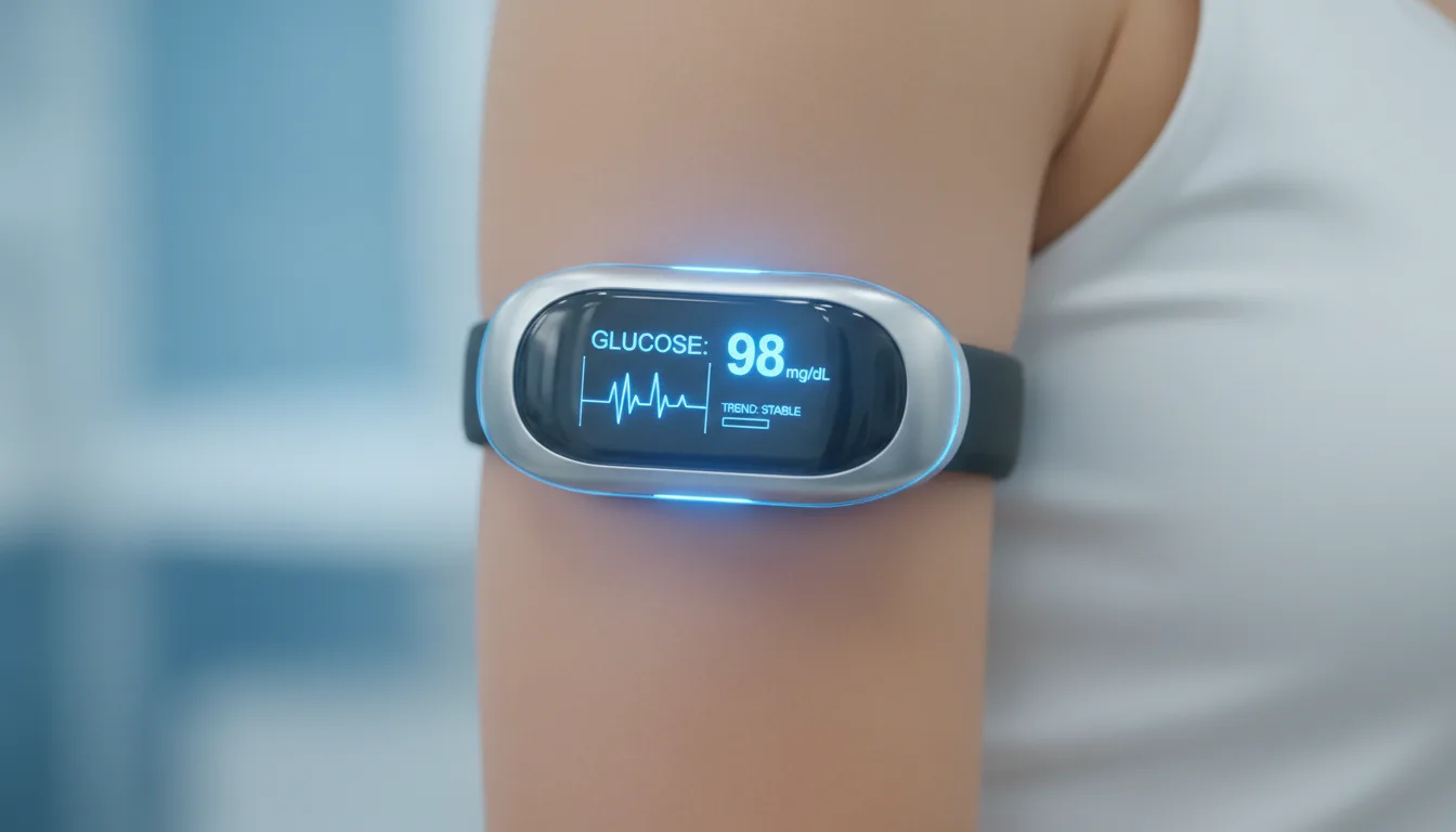 A sleek futuristic wearable biosensor CGM device