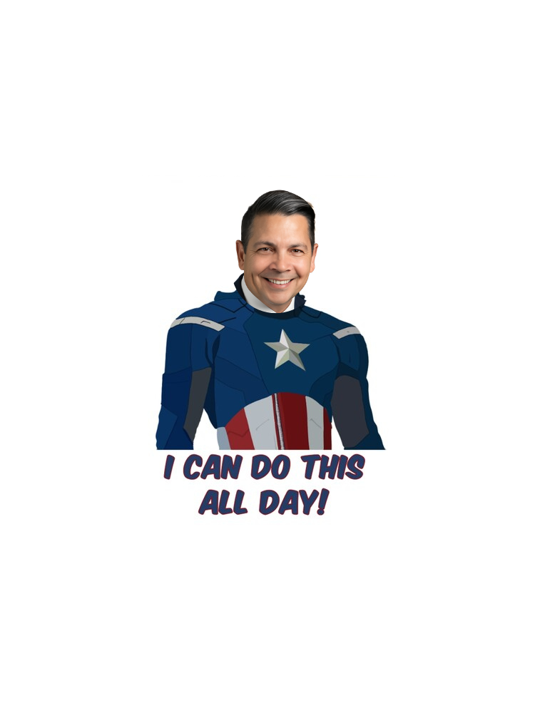 Andre Makapagal Senior Loan Officer smiling dressed up as Captain America saying he can do this all day long.
