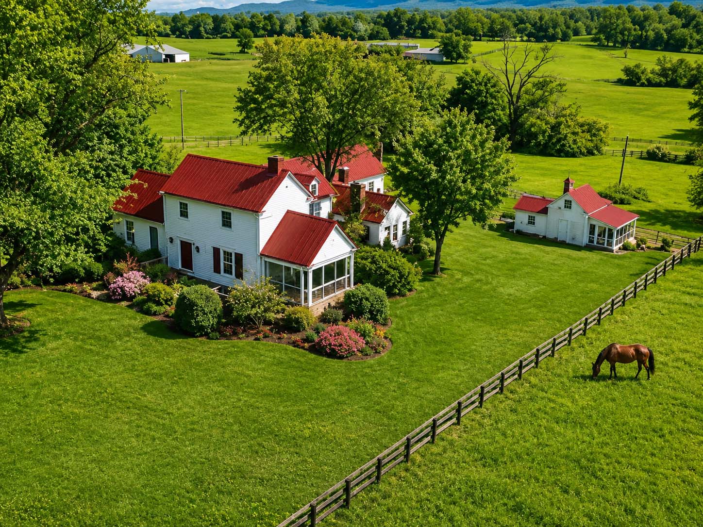 A rural country estate with open farmland acreage
