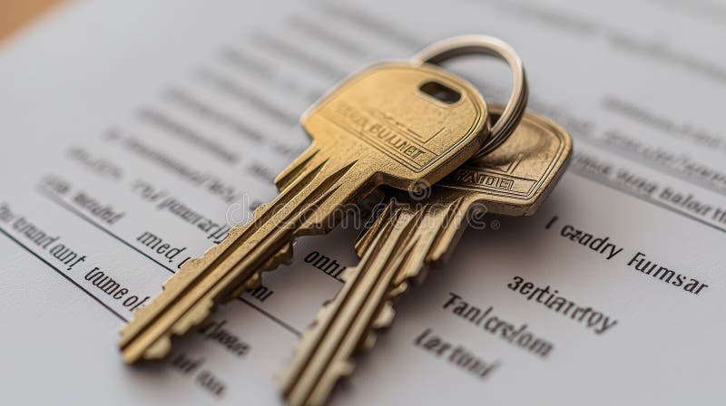Real estate contract with house keys