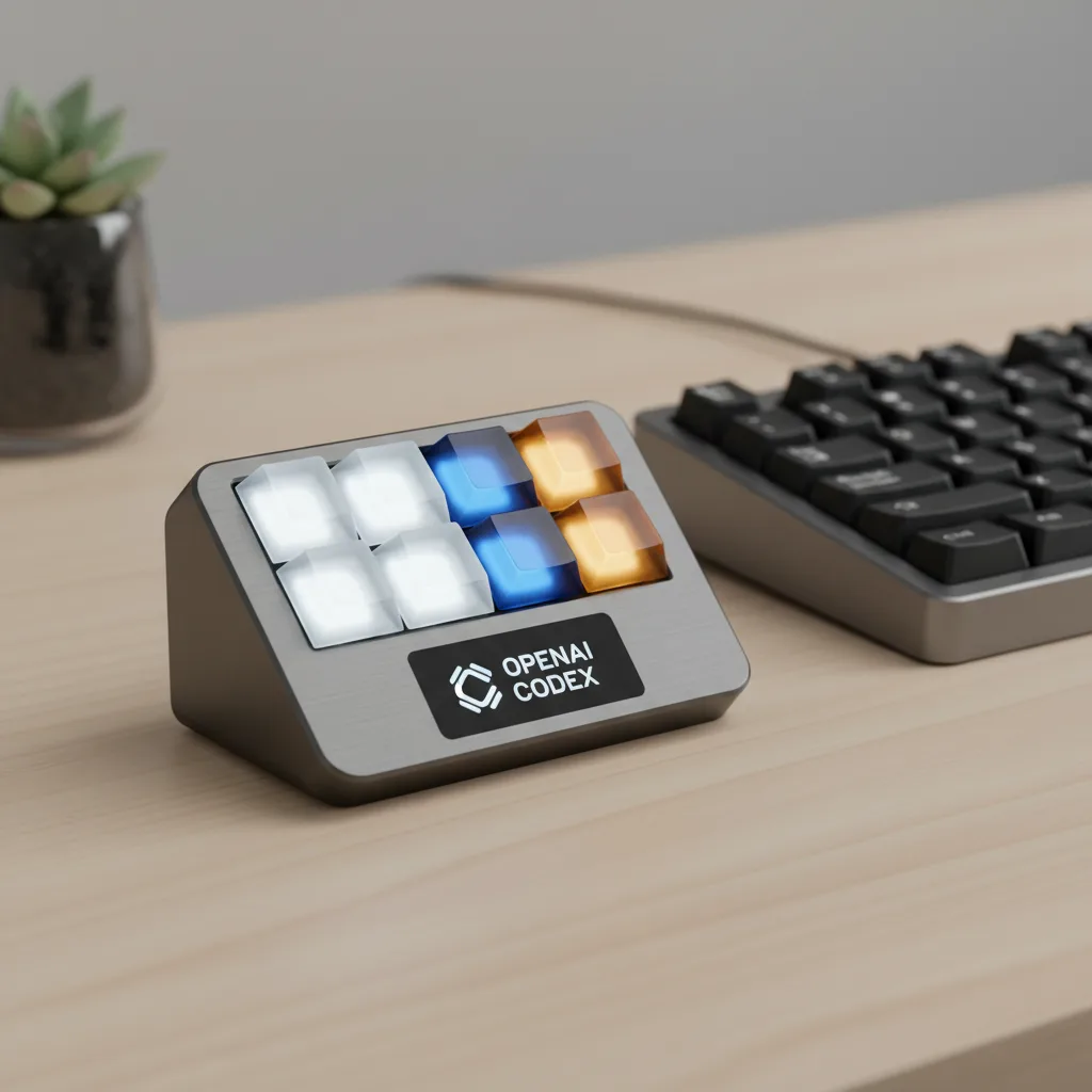 OpenAI Codex Micro hardware gadget with glowing status keys