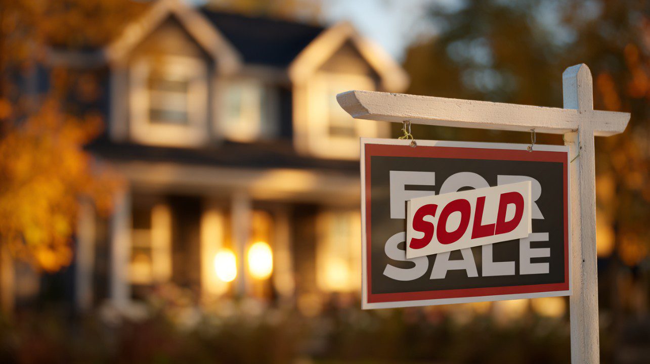 A house with a for sale sign in front, representing the home you're leaving