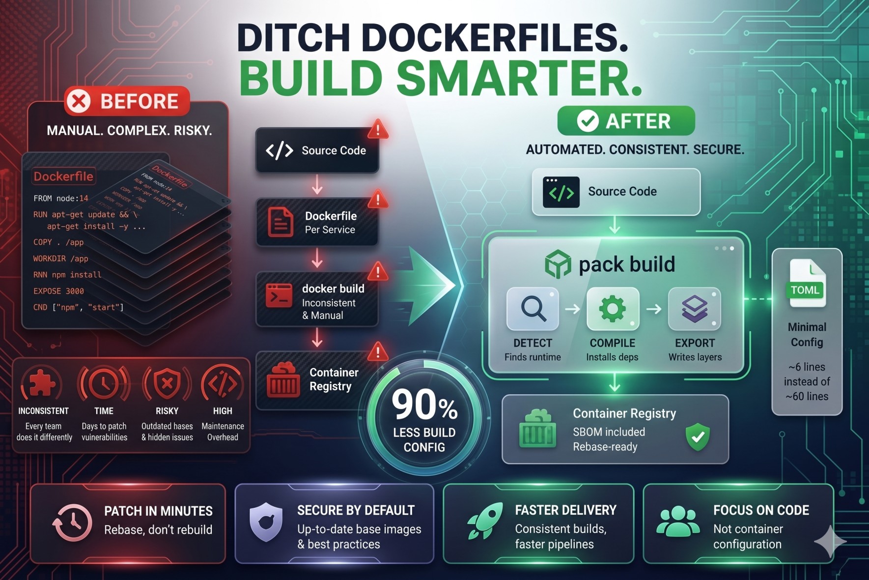 How Cloud Native Buildpacks Let Us Stop Writing Dockerfiles and Slash Build Config by 90%
