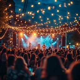 Rocktoberfest evening concert with string lights