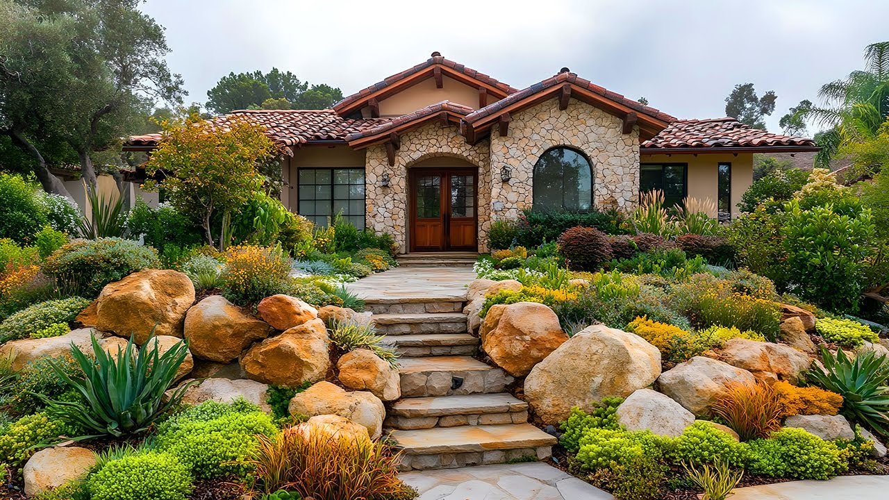 A California home with strong curb appeal: fresh landscaping, trimmed lawn, and a welcoming entry