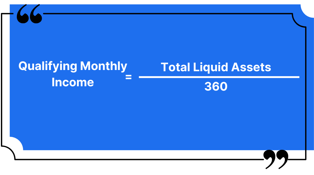 asset depletion mortgage calculation formula diagram