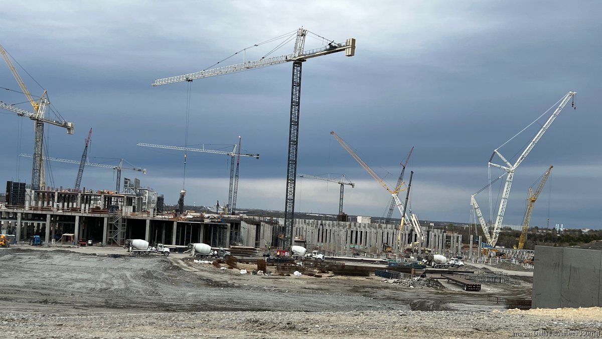 TI fab construction cranes over the Sherman corridor