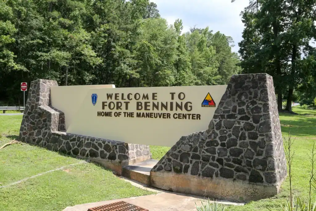 Fort Benning main gate entrance Columbus Georgia military base