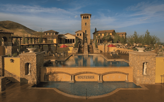 The Retreat clubhouse and infinity pool at Solterra