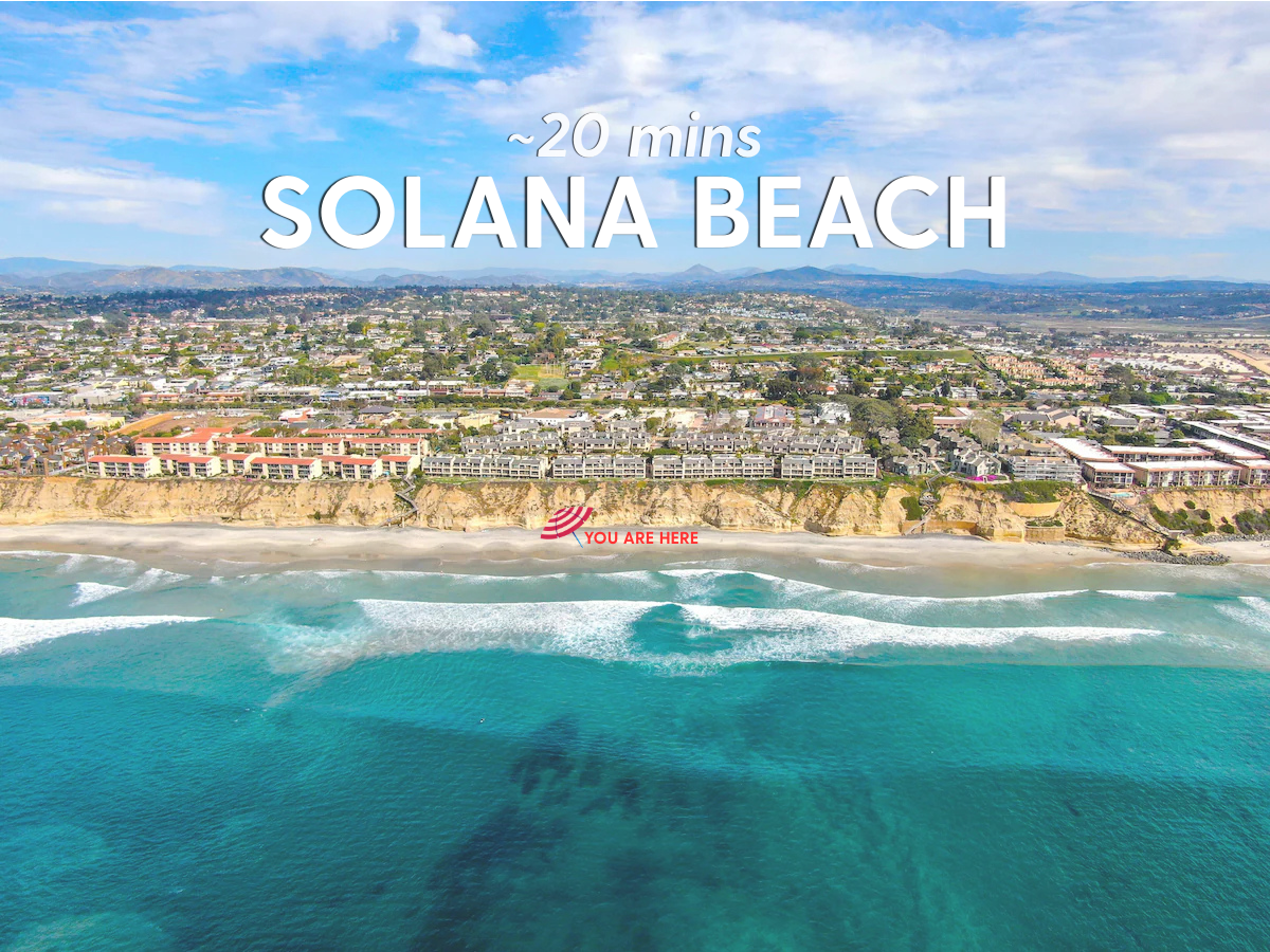 Aerial View of Solana Beach looking towards the shoreline.