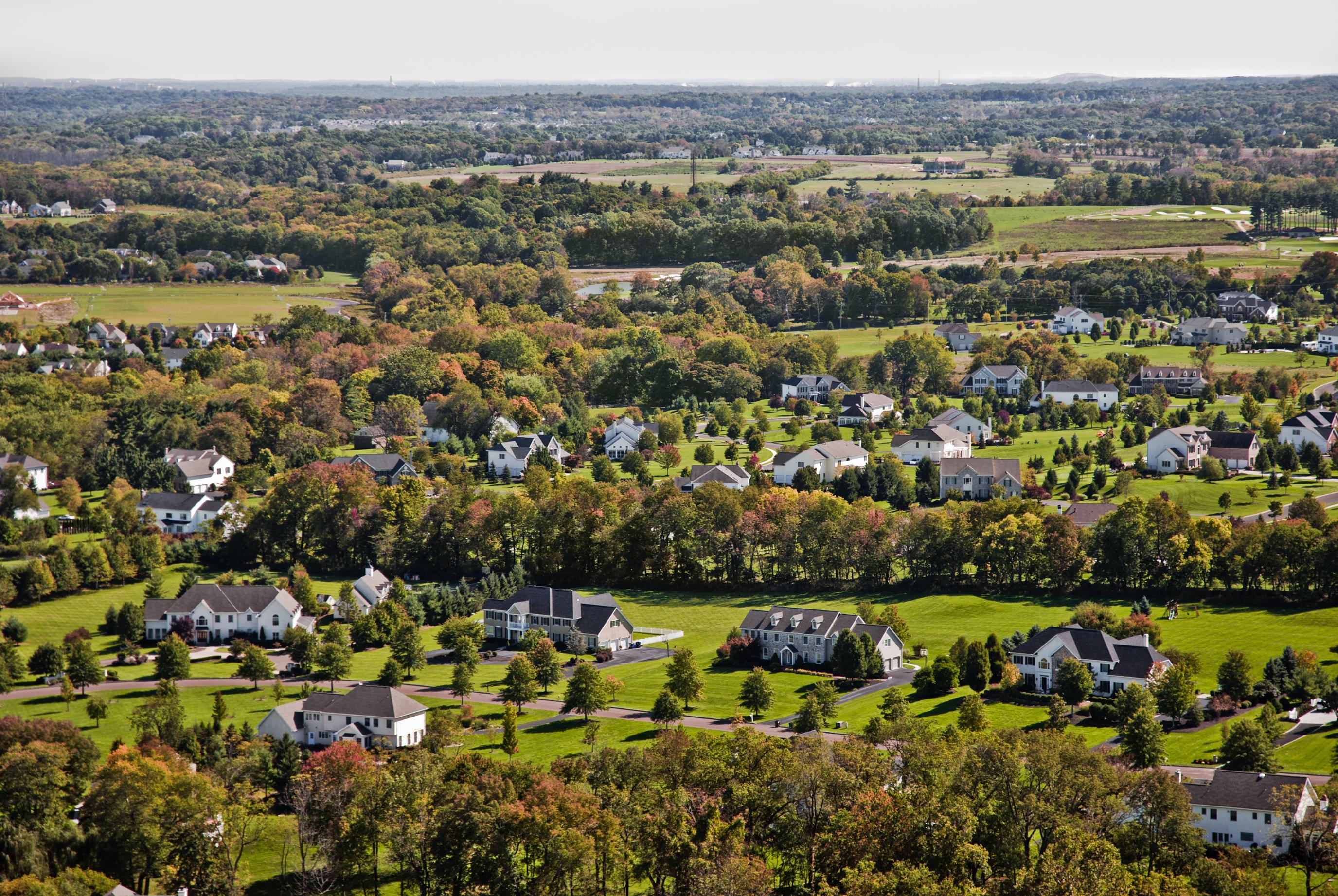 A suburban Lehigh Valley neighborhood with houses