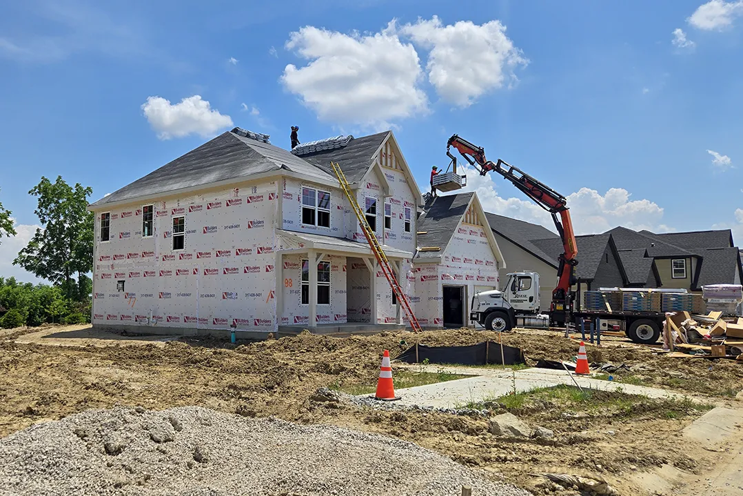 New luxury home construction site in Westfield, Hamilton County