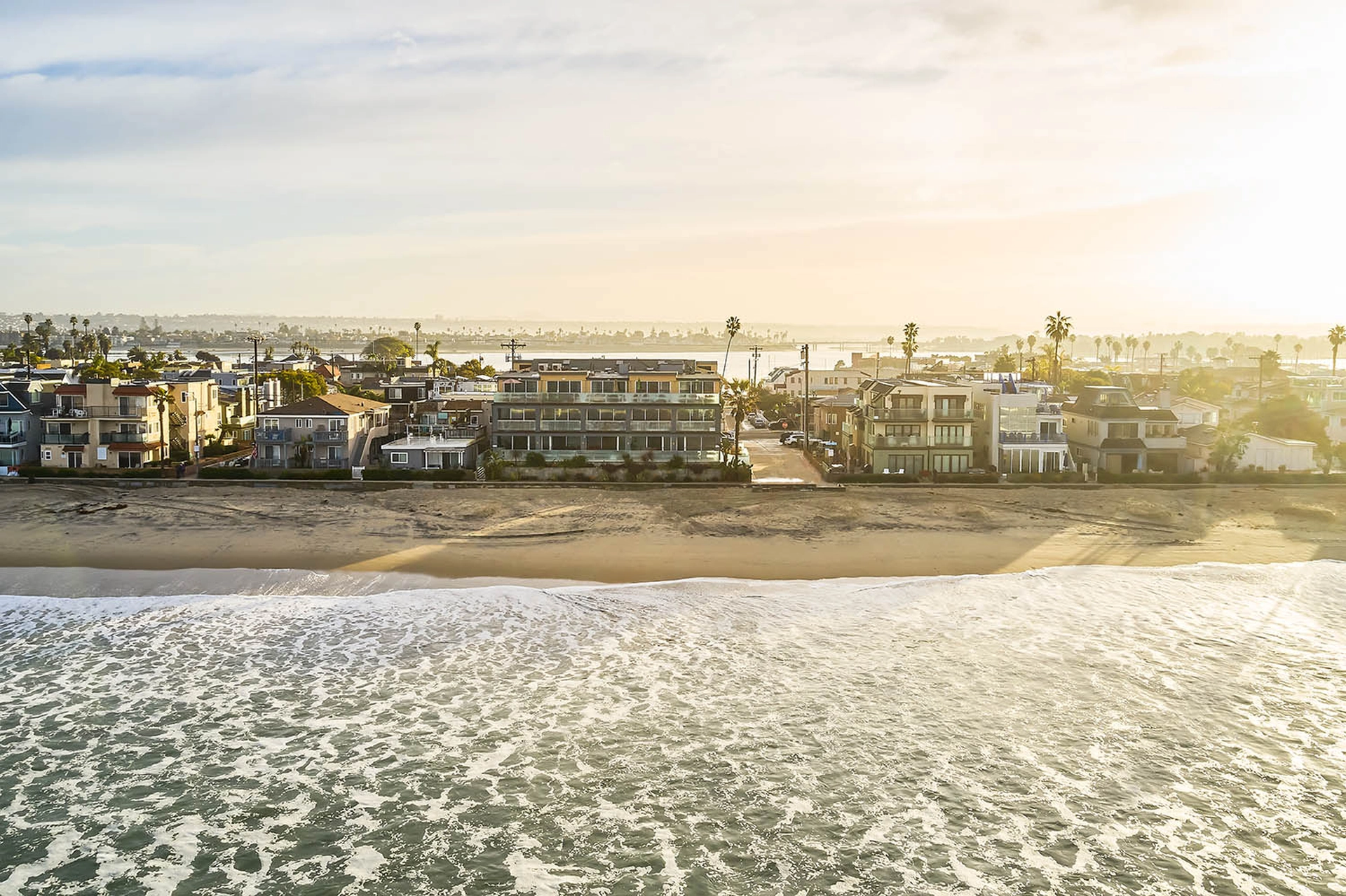 Southern California coastal home with sunset view