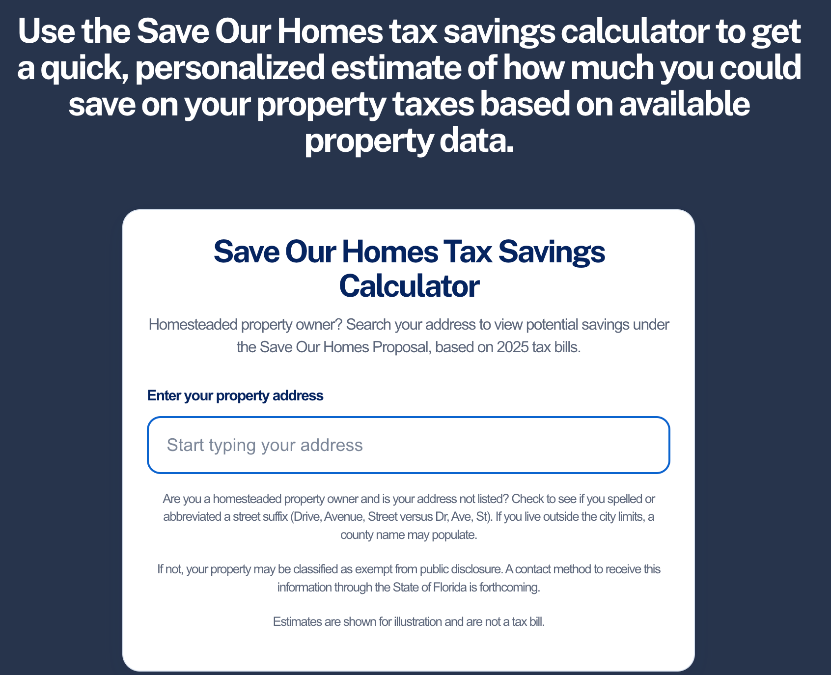 Florida property tax savings calculator