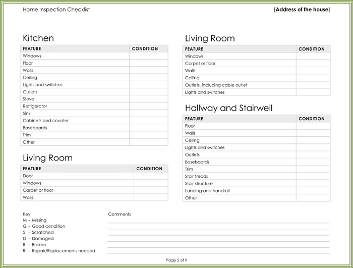 home inspection checklist and tools used to verify property condition
