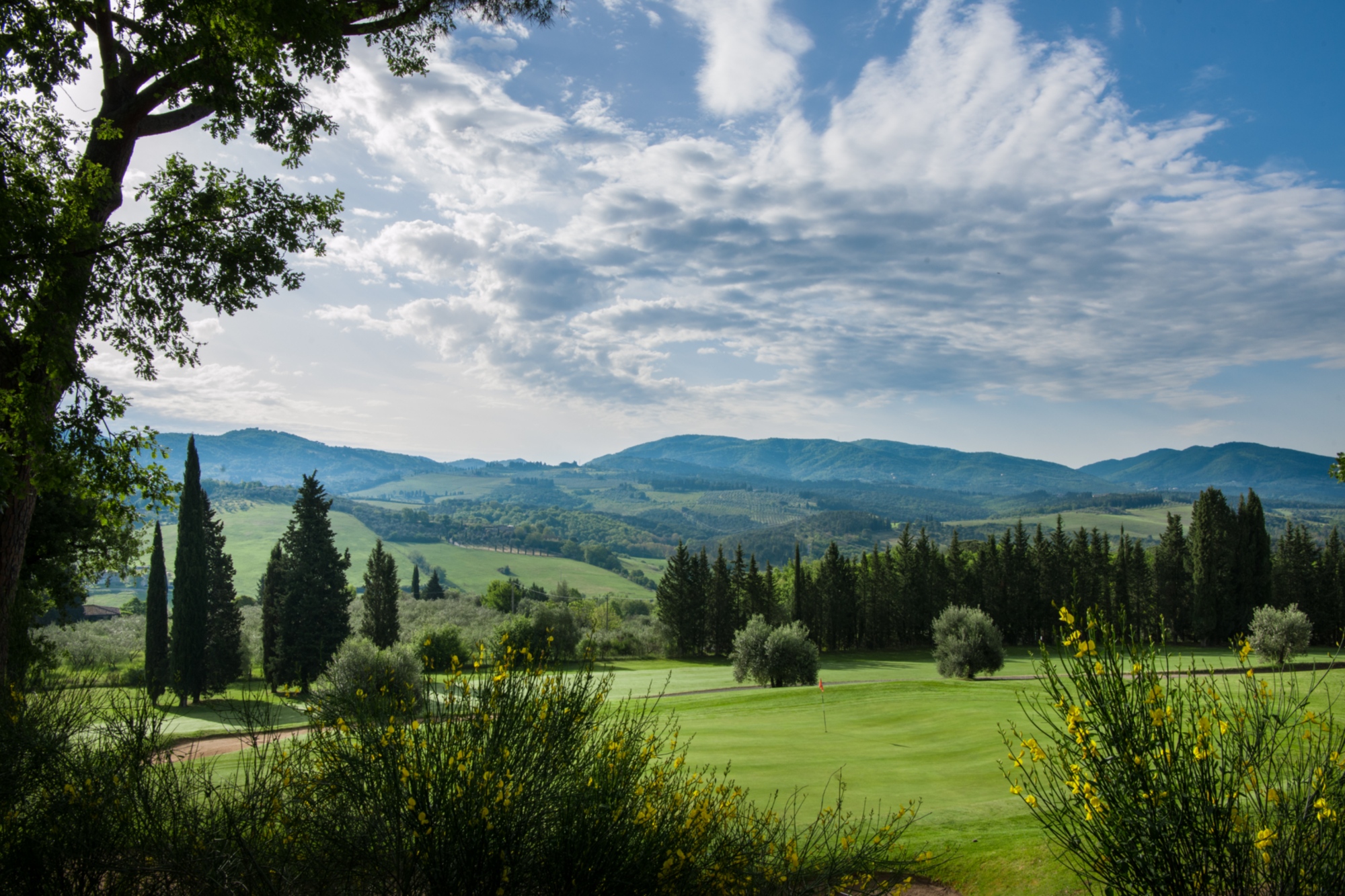 Aerial view of the historic Ugolino course nestled in the Tuscan hills