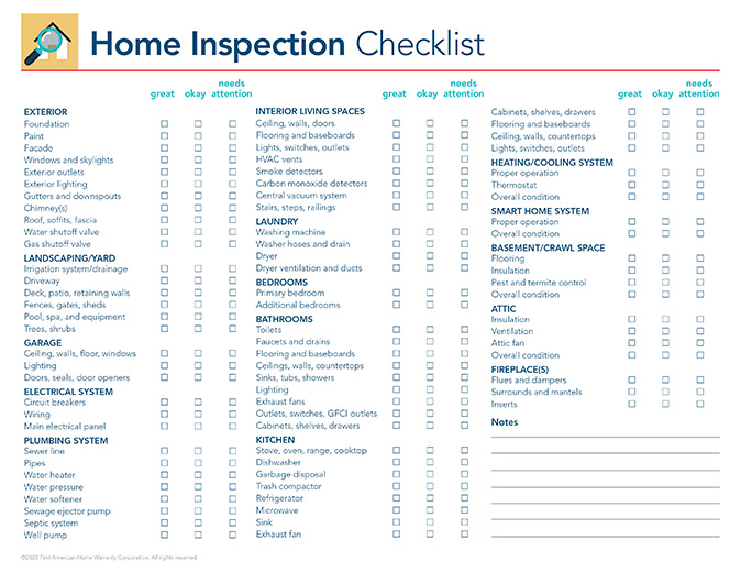 home inspection report findings checklist