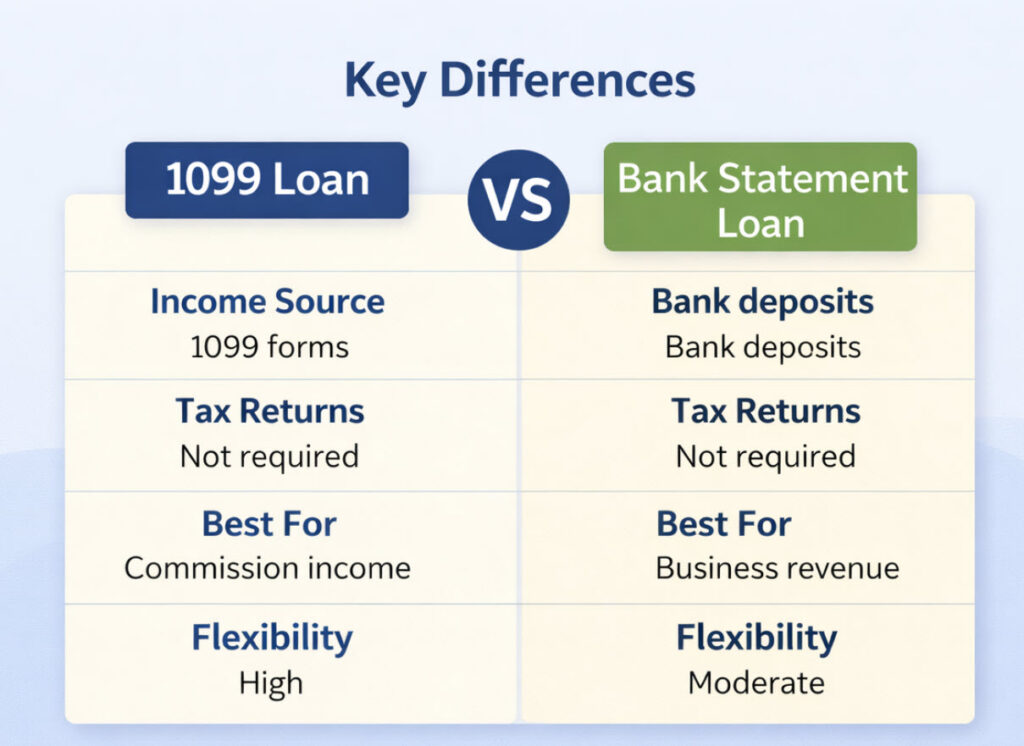 Comparison of traditional income documentation versus bank statement loans