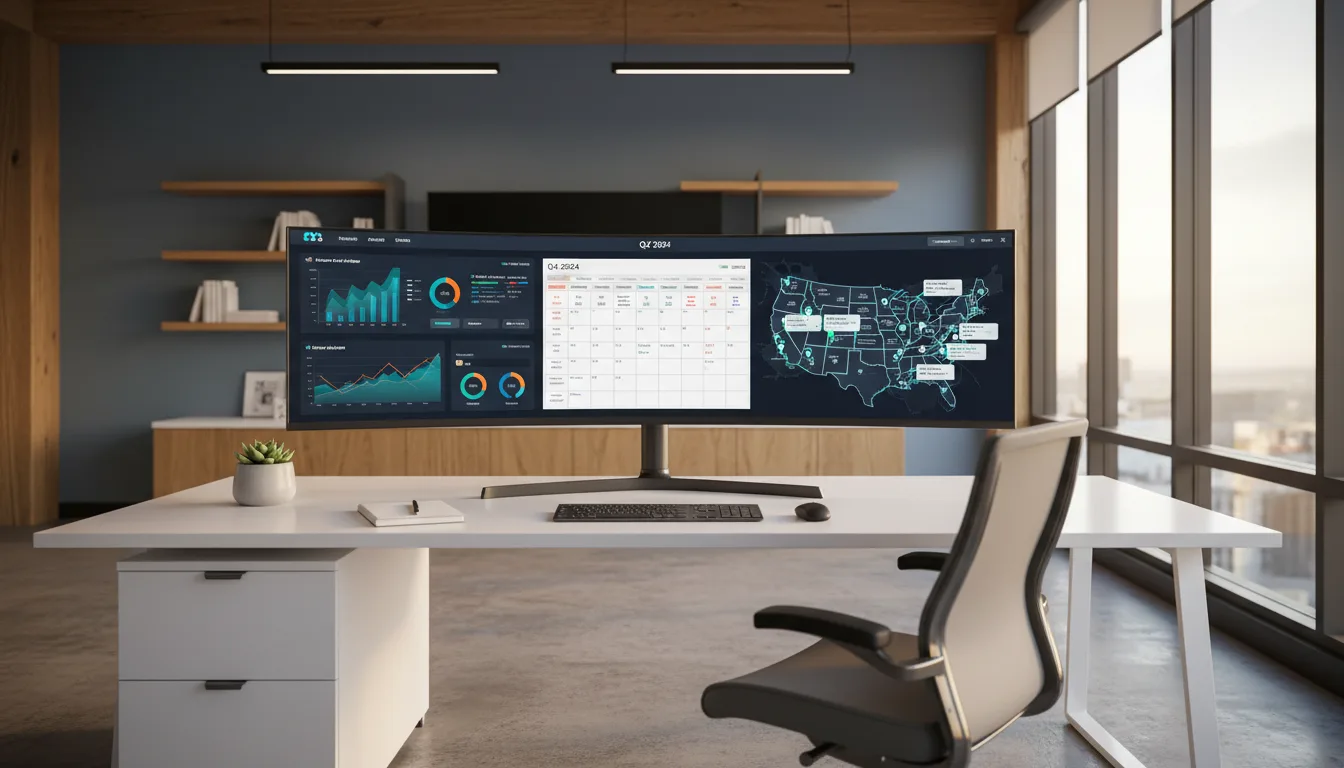 A modern marketing command center where Elizabeth coordinates Total Expert, Experience.com, and the VOCE pilot for CCM loan officers