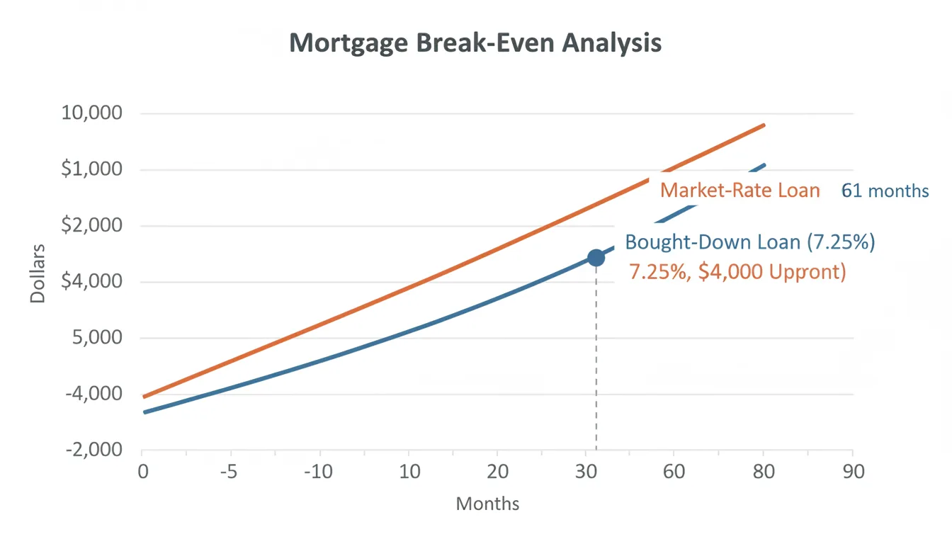 The 61-month break-even point where $66 monthly savings cross the $4,000 upfront point cost
