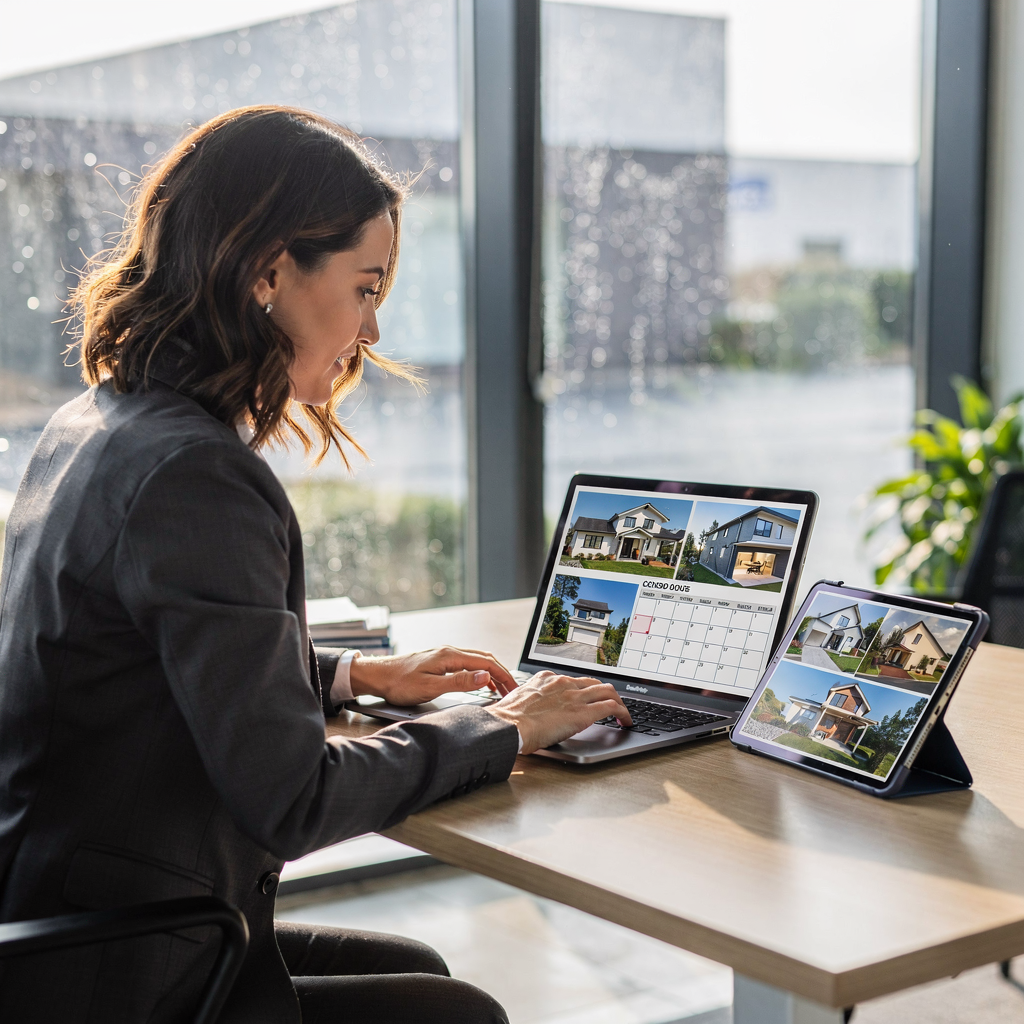 AI digital assistant helping a real estate professional manage client relationships