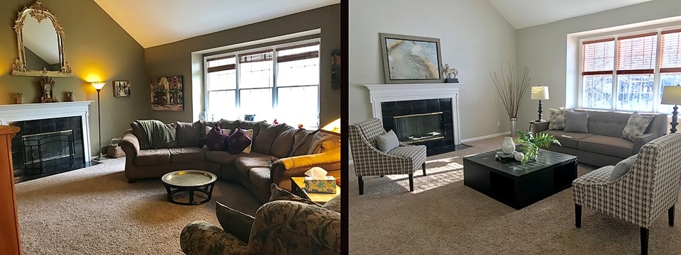 The visual impact of professional staging vs. a cluttered room
