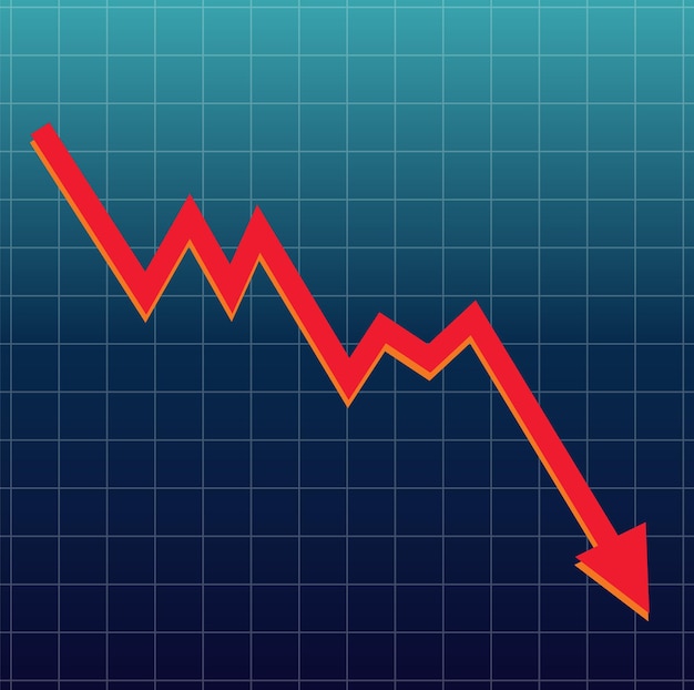 A stock market chart with a declining trend line, symbolizing an economic downturn