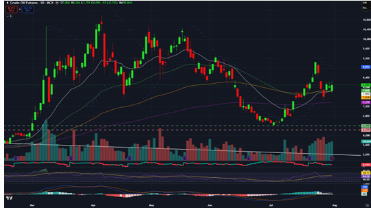 crude oil price chart intraday drop August 2026