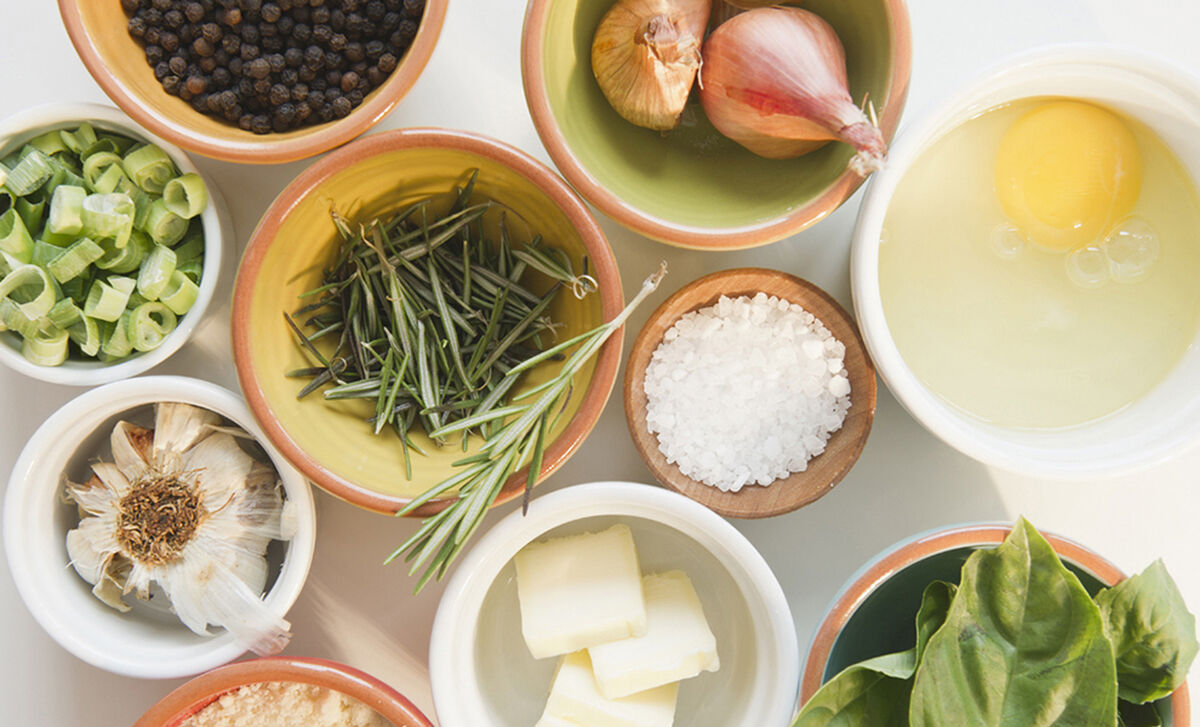 fresh raw ingredients cooking mise en place