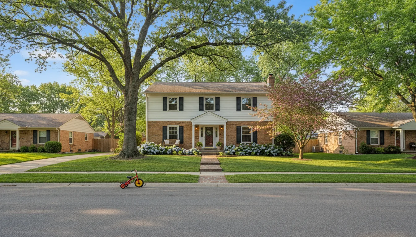 A quiet residential street in Fort Wayne lined with family homes