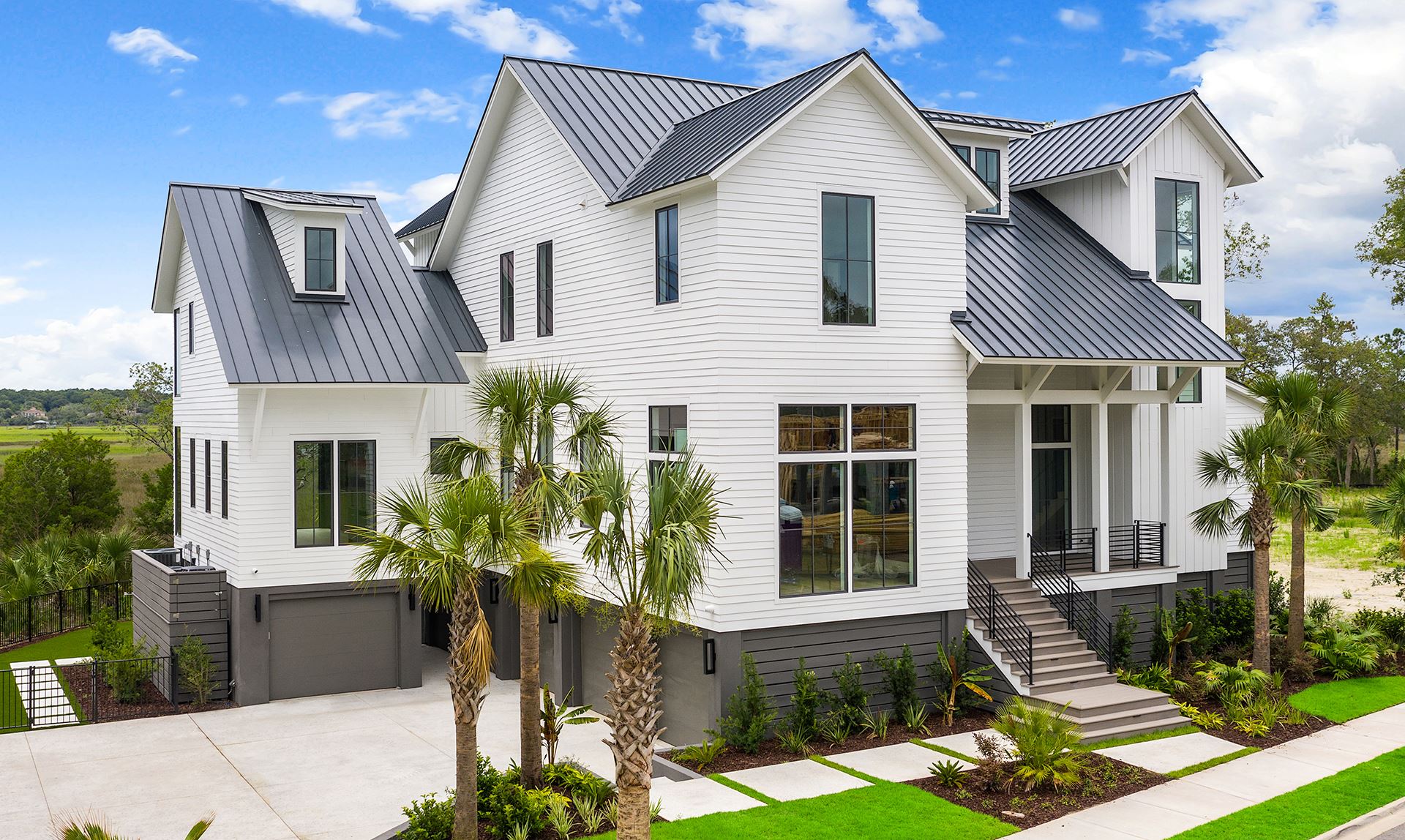 modern new construction home exterior