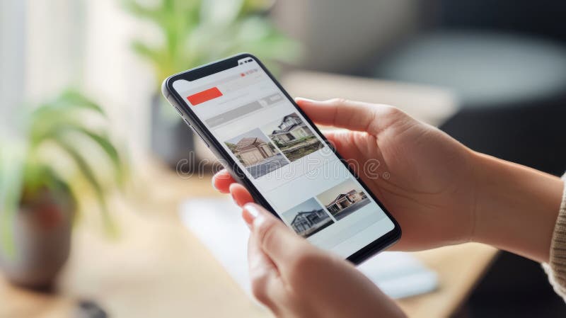 person browsing real estate listings on phone