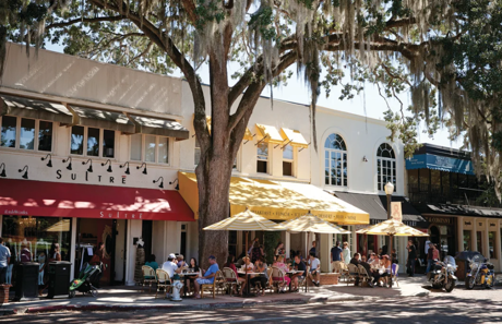 Brick-lined Park Avenue in Winter Park, Florida