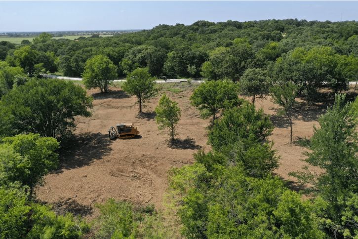 clearing land drone shot rural South Carolina
